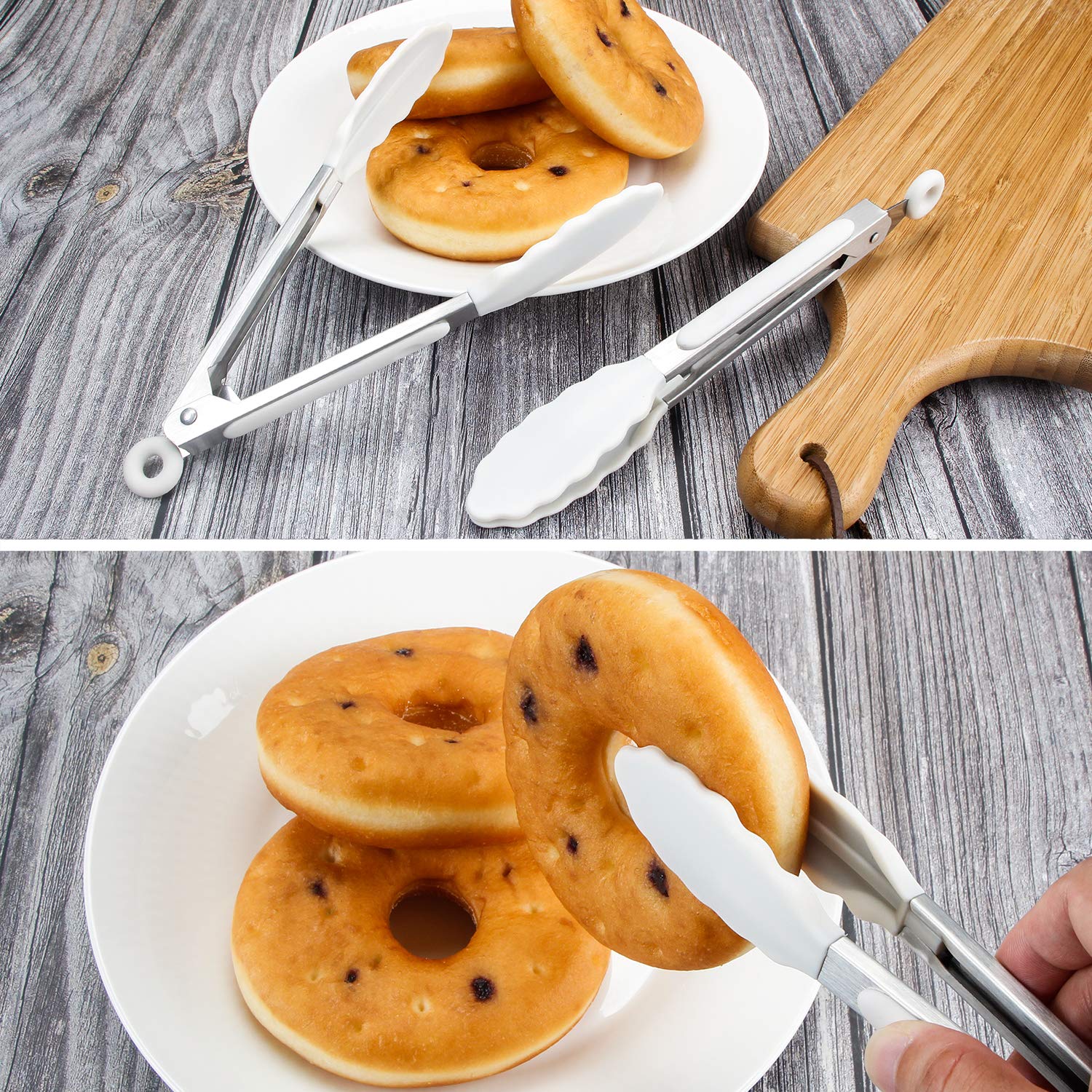 MSY BIGSUNNY 7-inch tongs stainless steel frame for durable daily use.
