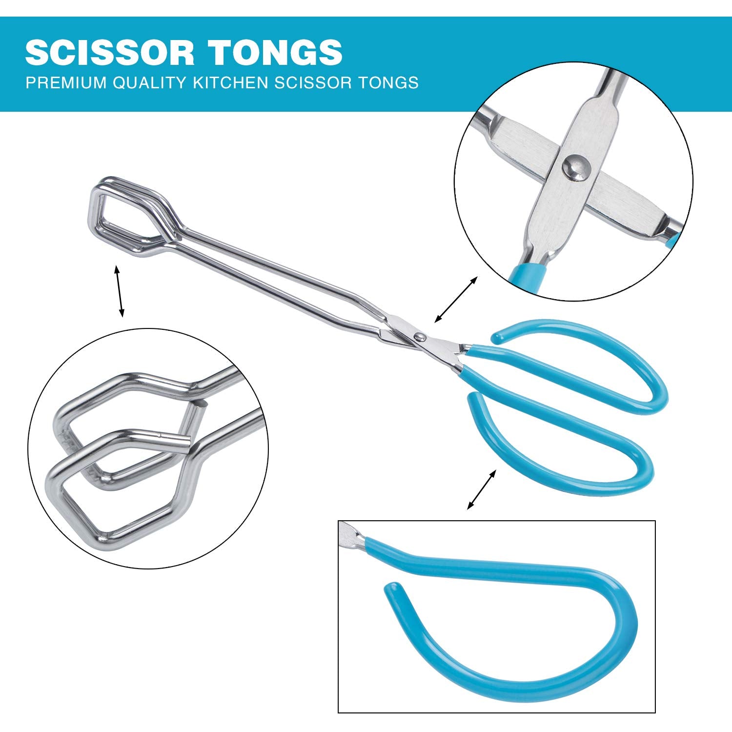 MSY BIGSUNNY kitchen tongs with non-slip comfort grip for precise turning.