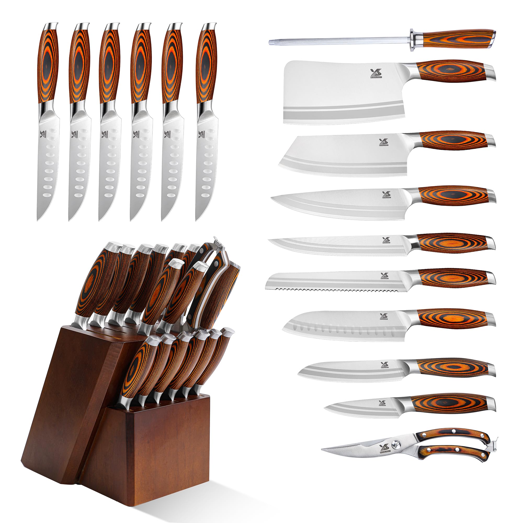 MSY BIGSUNNY pakkawood handle emphasizes ergonomic ambidextrous grip