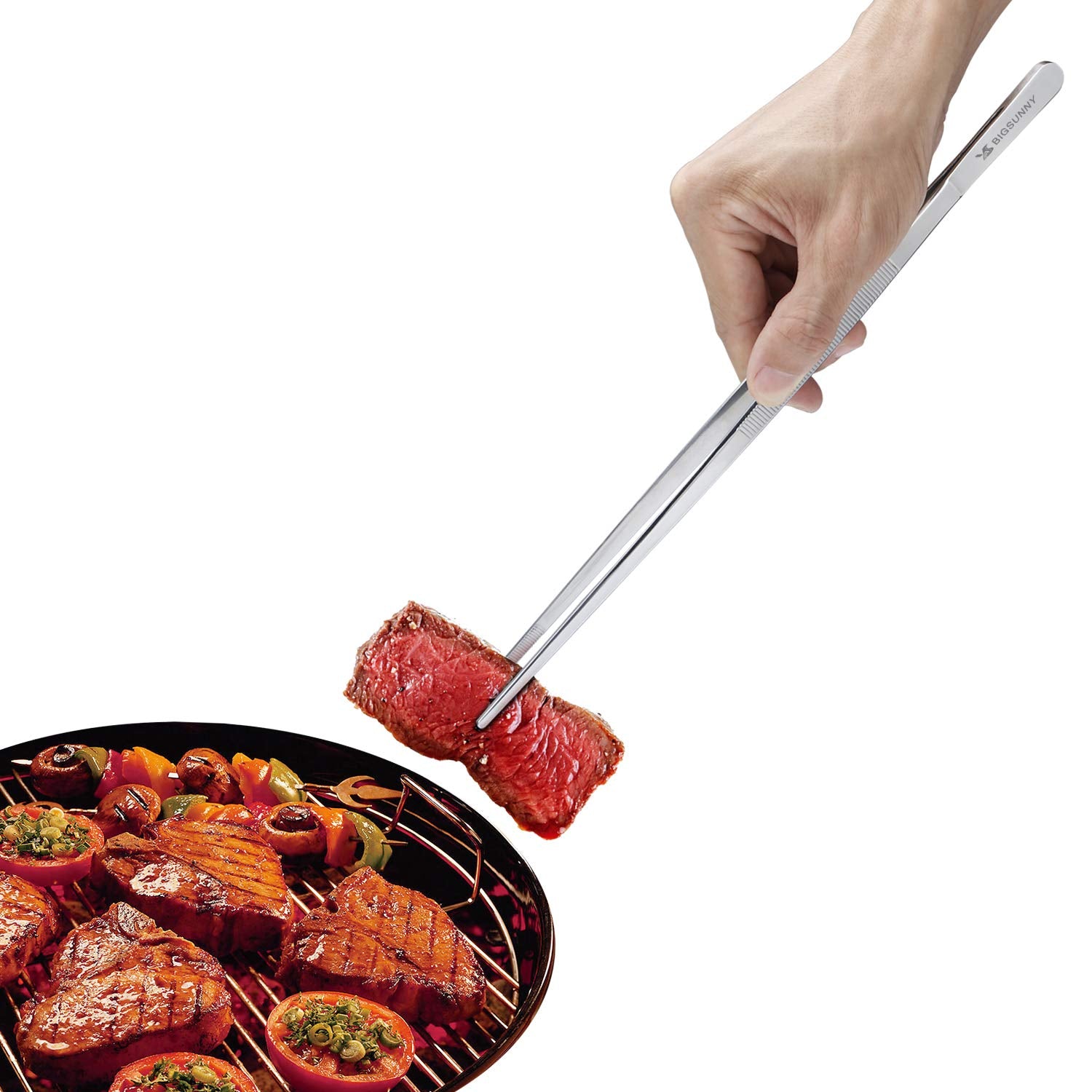 MSY BIGSUNNY serving tweezers with long reach for elegant plating.