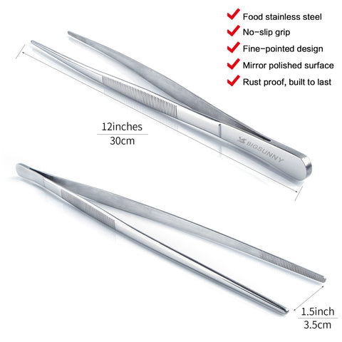 MSY BIGSUNNY stainless steel tweezers with non-slip grip for steady control.