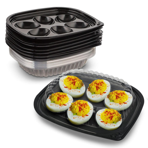 MT Products clear deviled egg container with lid on, secure for transport