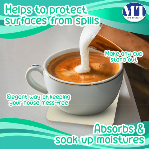 MT Products coasters absorb moisture, protecting furniture during beverages.