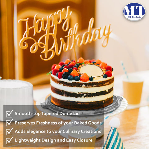 MT Products pack of five 8in cake containers offers versatile storage options.