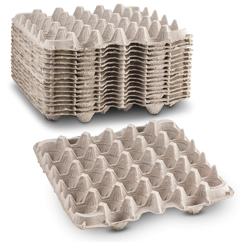 MT Products pulp-fiber egg flat cartons securely hold up to 30 eggs.