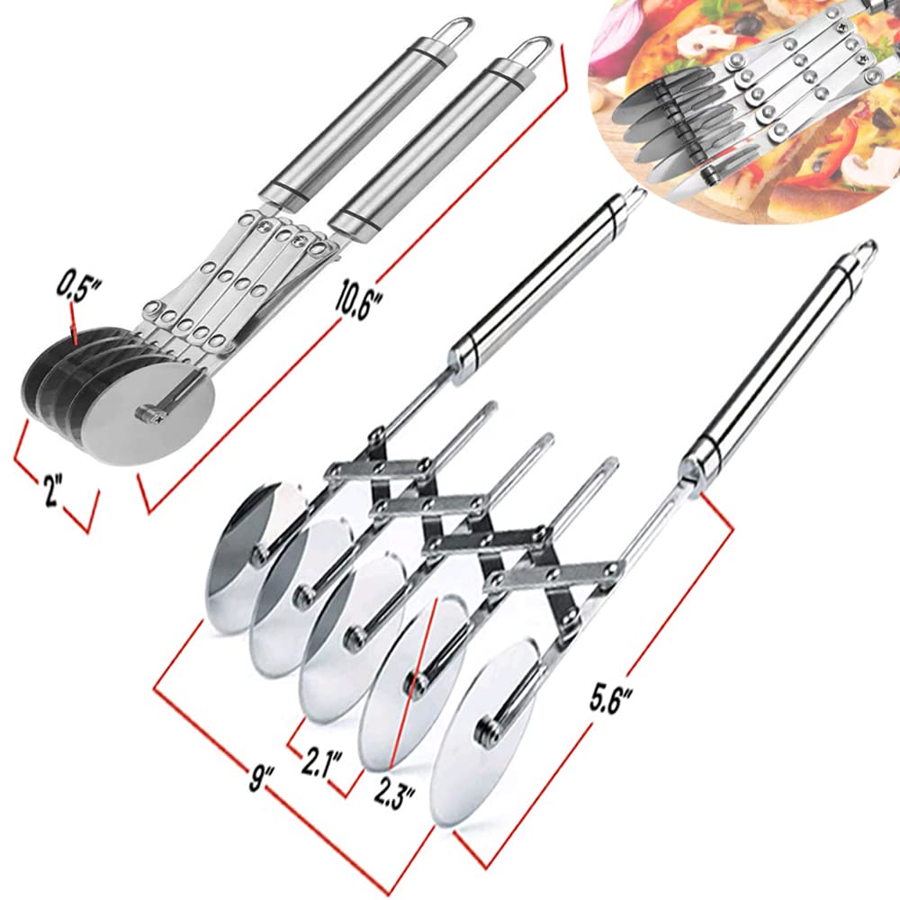 MTOMDY 5-wheel dough cutter side view with comfortable handle.