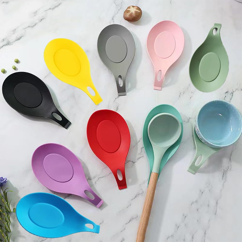 MTOMDY colorful spoon rest set keeps utensils tidy and counters clean.