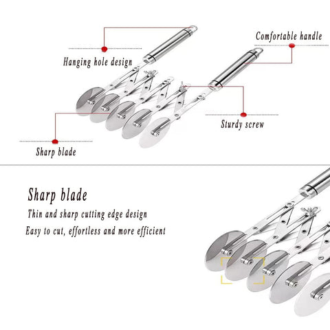 MTOMDY pastry wheel closeup highlights rust-free stainless steel.