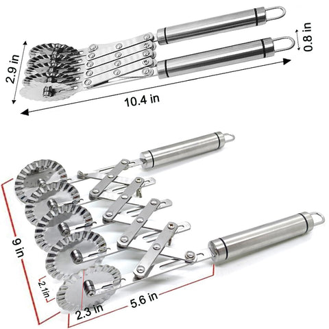 MTOMDY rotary pastry cutter in stainless steel for durable, rust-free performance.