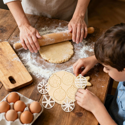 Mtruil ornament ball set delivers coordinated sizes for tiered cookie displays.