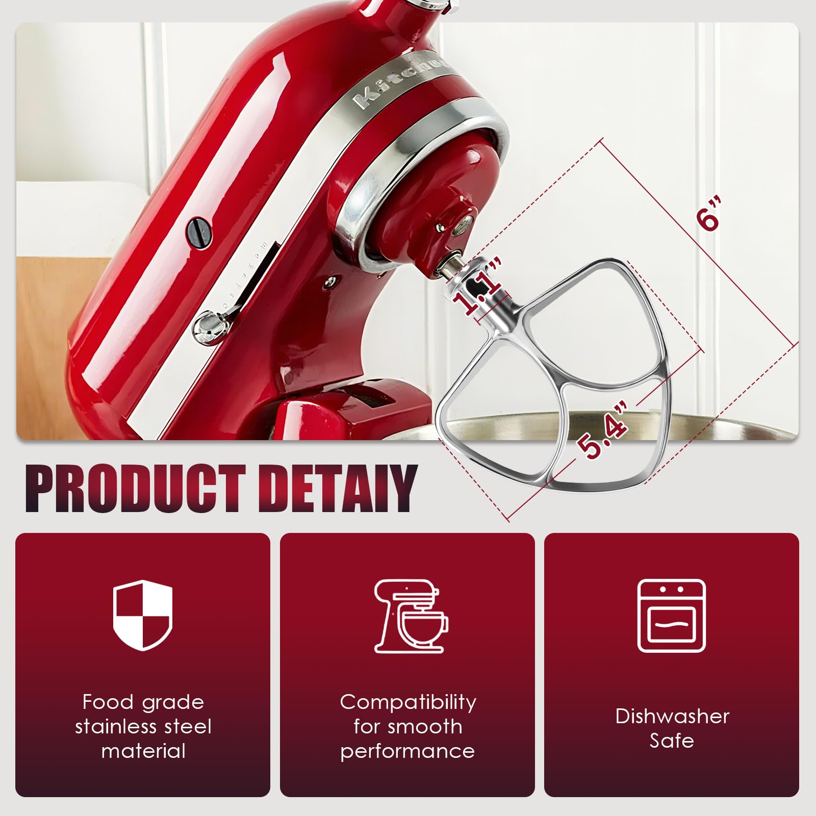 Mttobo dishwasher-safe steel beater for quick cleanup.