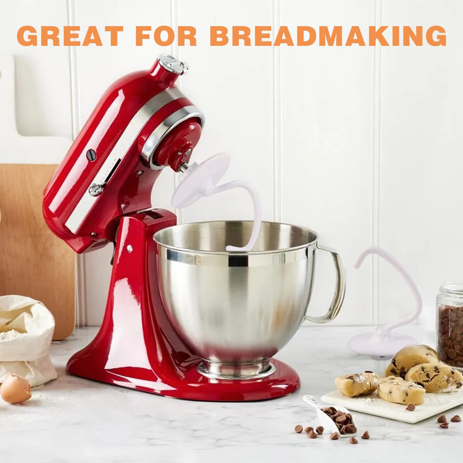Mttobo nylon-coated hook offers anti-stick performance for easier dough handling.