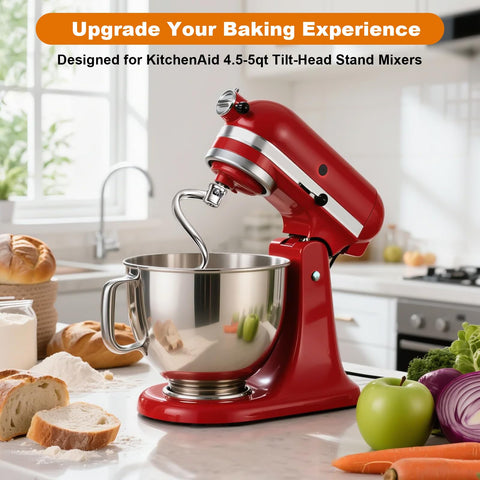 Spiral design applies downward pressure for even gluten development in heavy doughs.