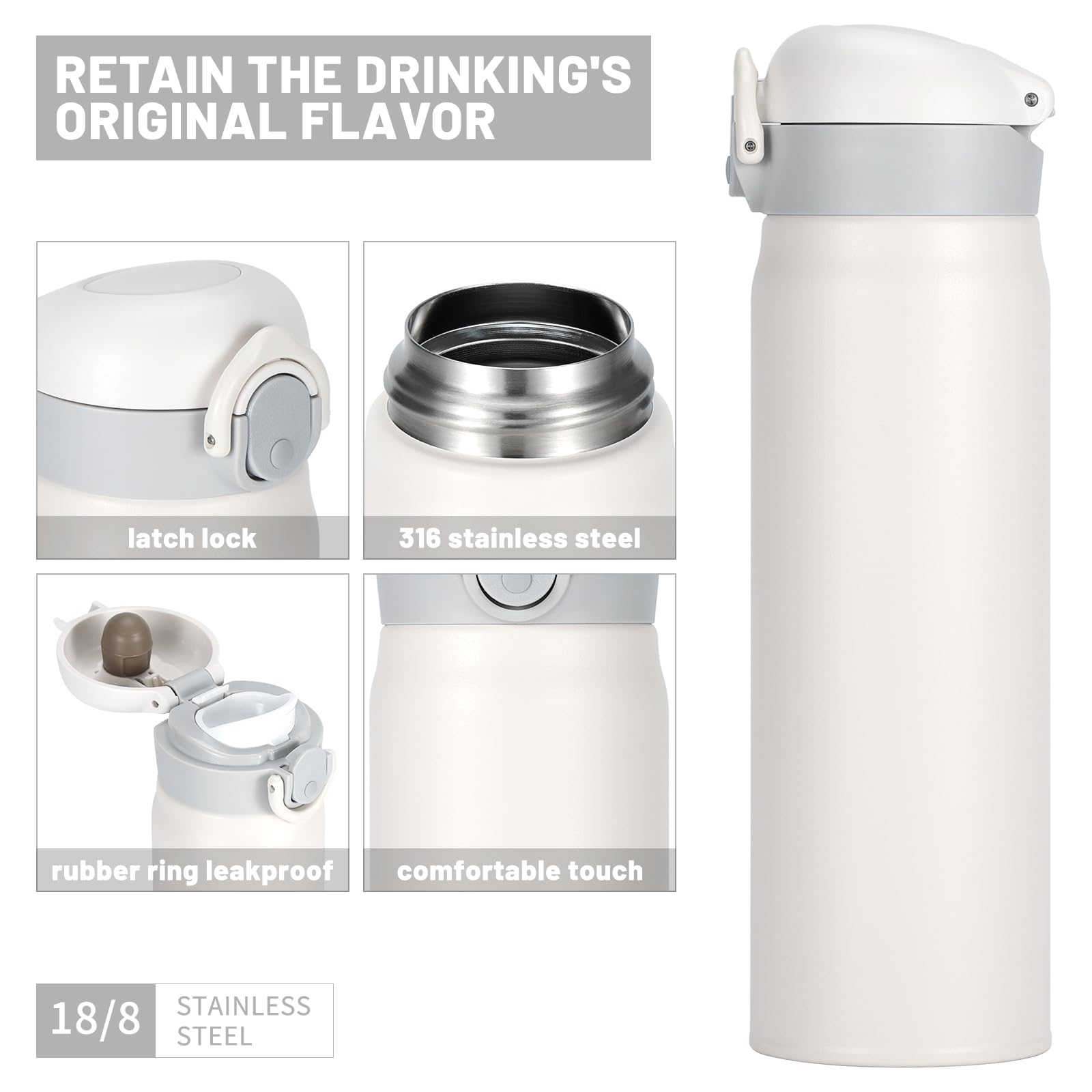 MUCR bottle frosted texture offers comfortable grip during commutes.