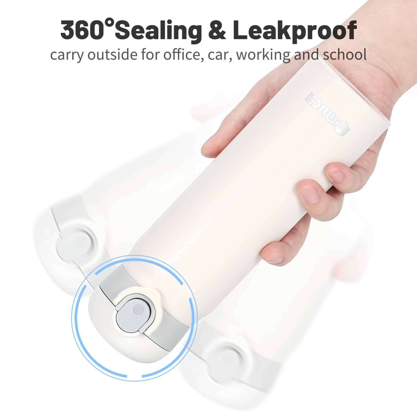 MUCR leak-proof lid close-up with seal to reduce leaks.