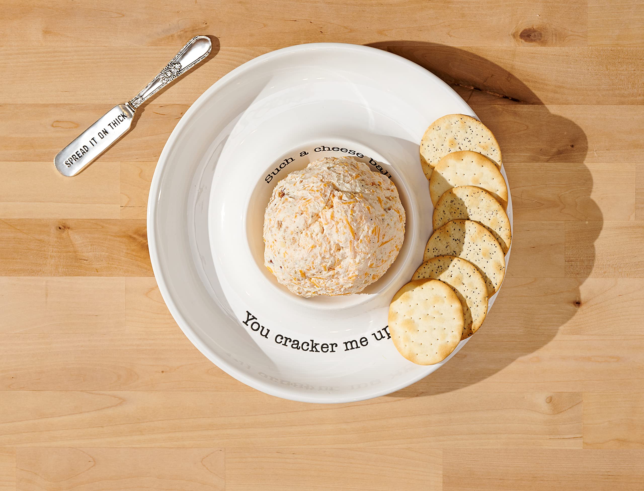 Mud Pie Circa cheese ball dish diameter 9 1/2 inches.