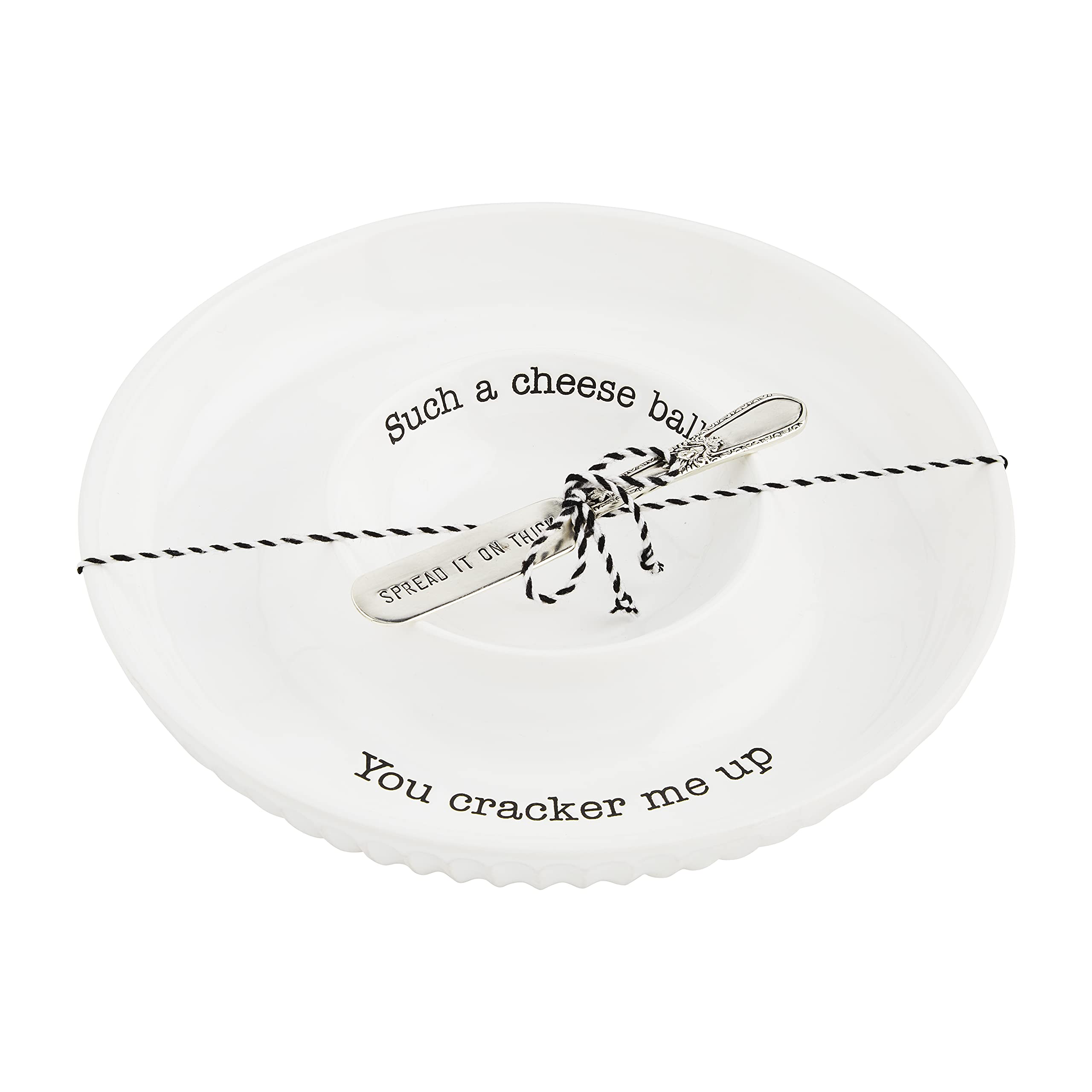 Mud Pie Circa cracker dish surrounds a center well for cheese balls.