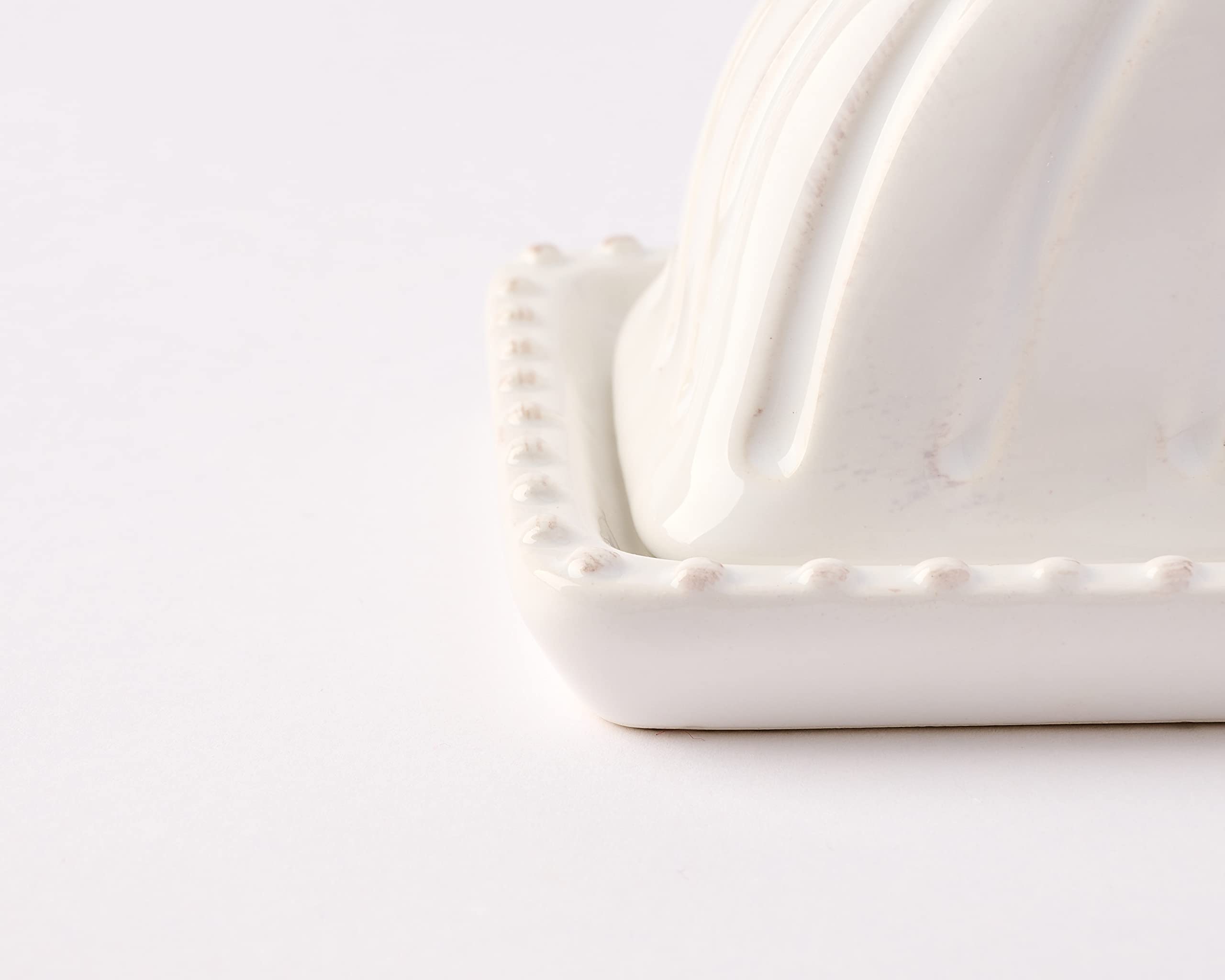 Mud Pie Door Knob Butter Dish base and lid dimensions for countertop planning.
