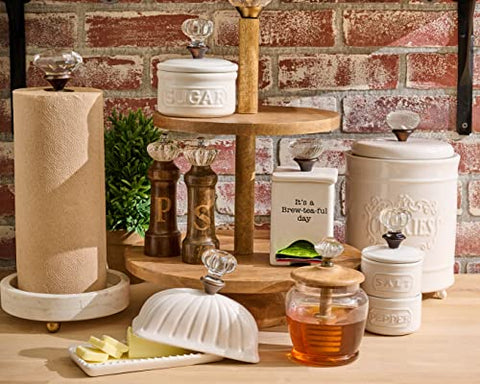 Mud Pie Door Knob Butter Dish set for entertaining and everyday meals.