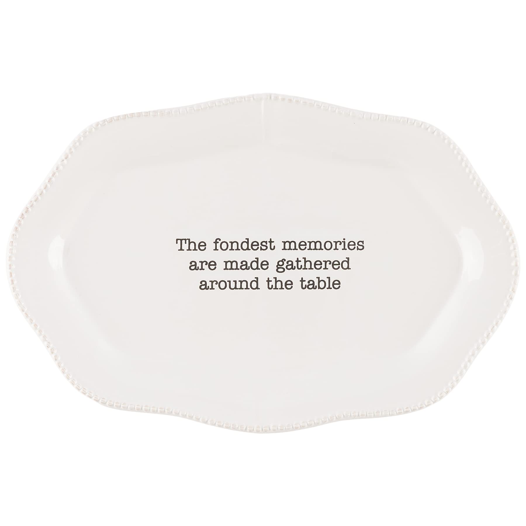 Mud Pie Memories Platter debossed sentiment surface adds subtle charm for gifting.