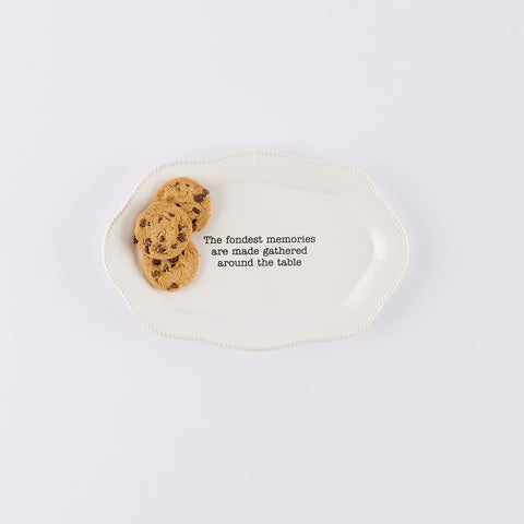 Mud Pie Memories Platter features raised beaded detail to elevate display.