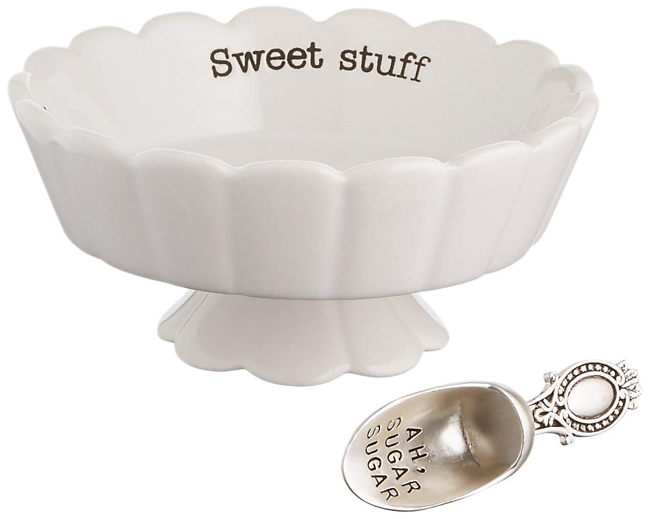 Mud Pie Sweet Stuff candy dish with scalloped edge for stylish serving.