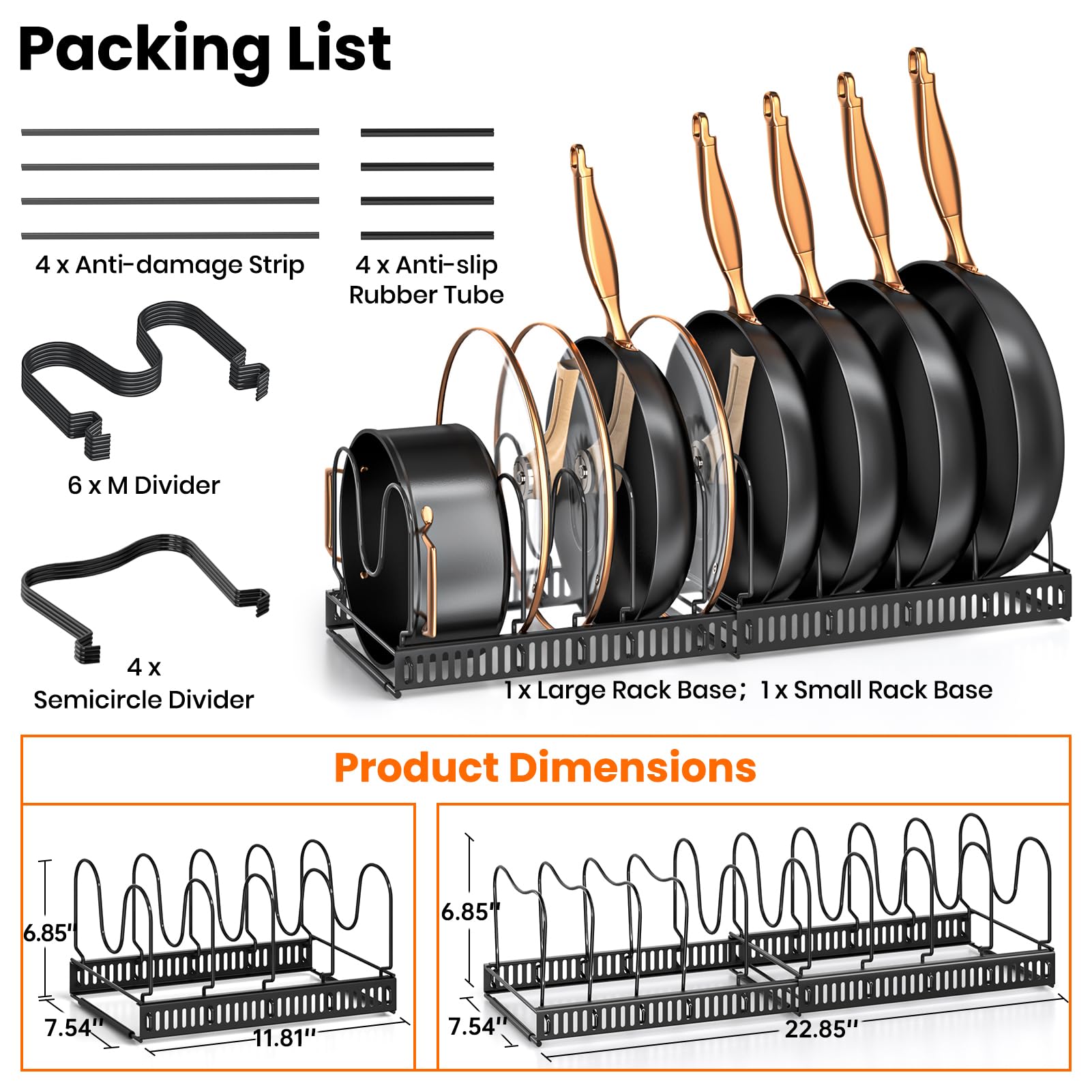 MUDEELA 10 adjustable dividers tailor pan and lid organization