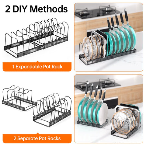 MUDEELA 12-adjustable-dividers enable customized sorting of pots, pans, and lids.