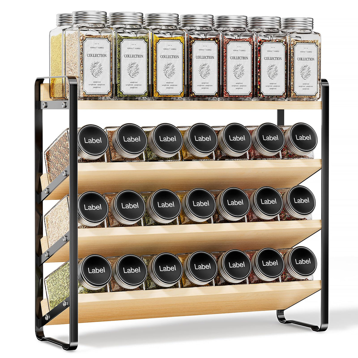 MUDEELA 4-tier spice rack with tilted shelves for quick access to spices