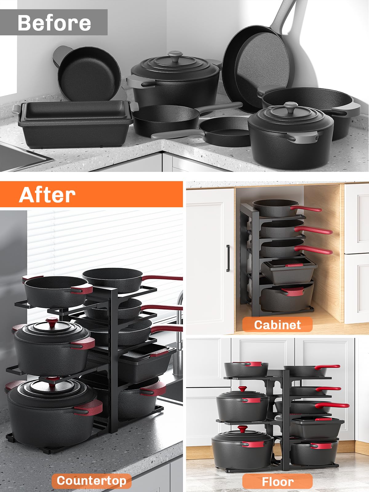 MUDEELA heavy-duty frame offers stable shelving for frequent cooking use.