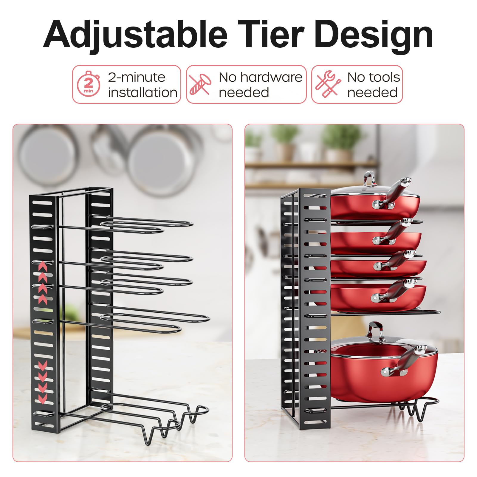 MUDEELA versatile rack keeps lids, trays, and bakeware organized