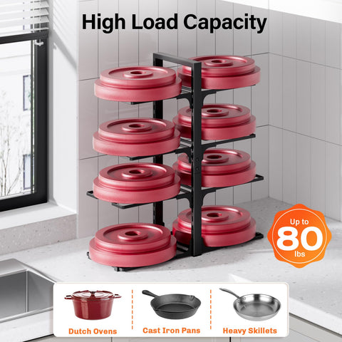 MUDEELA adjustable tier design fits pots up to 12 inches for flexible storage.