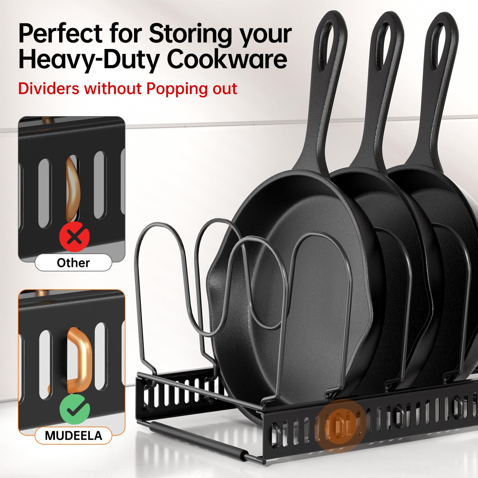 MUDEELA anti-scratch-strip protects pots and lids from scratches during daily use.
