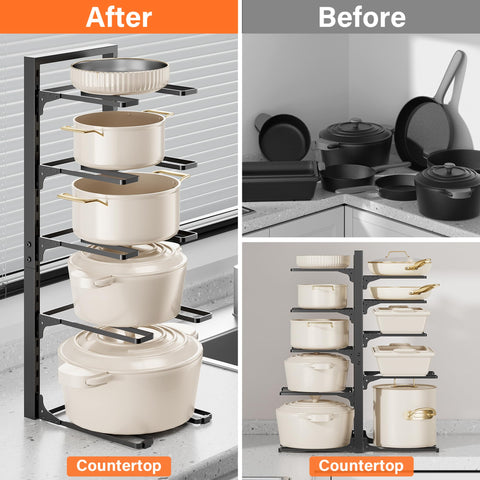 MUDEELA keeps pots and lids organized, saving time during cooking.