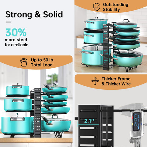 MUDEELA deep U-design rack stores large and small pots neatly