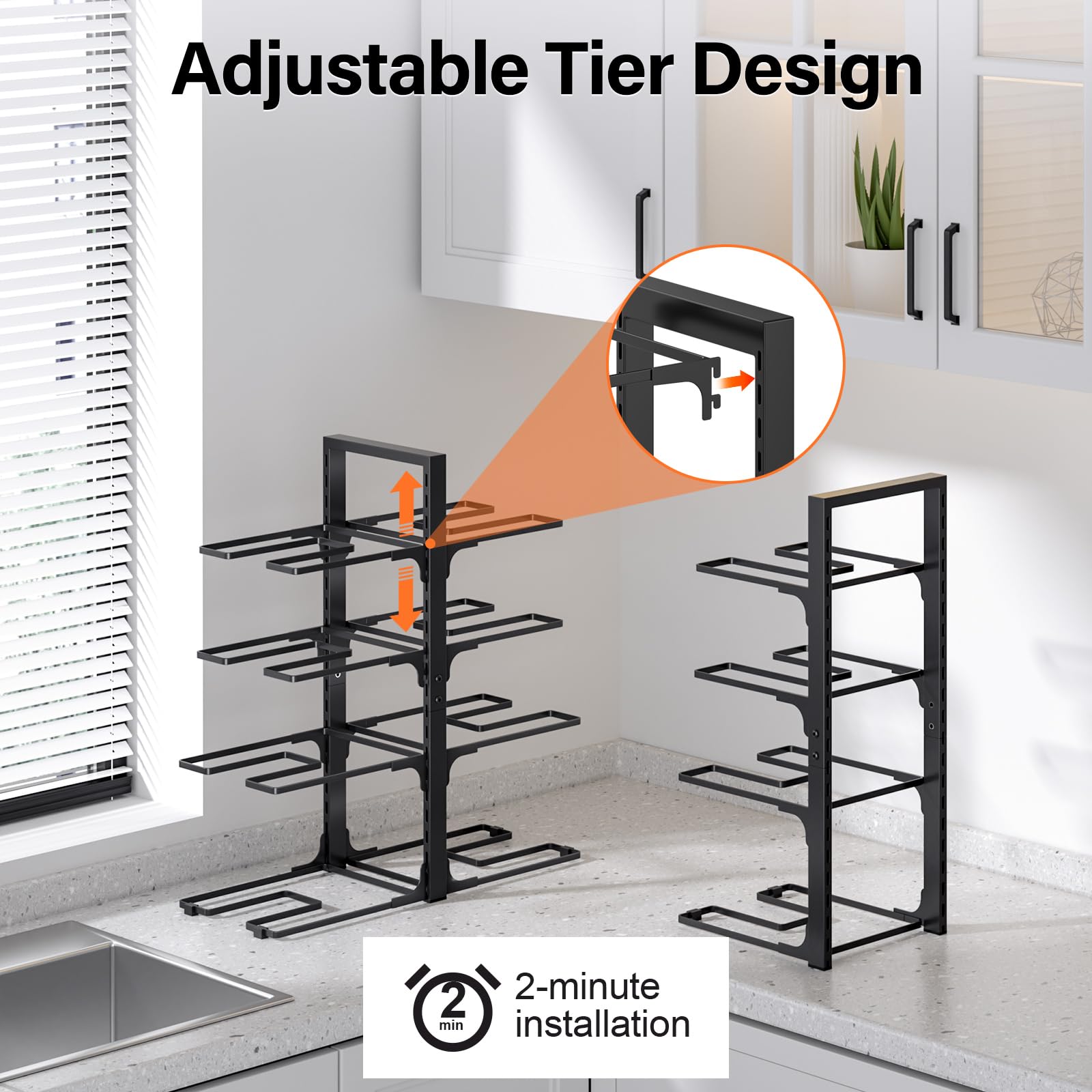 MUDEELA dual eagle hook structure adds stability for heavy pots and pans.