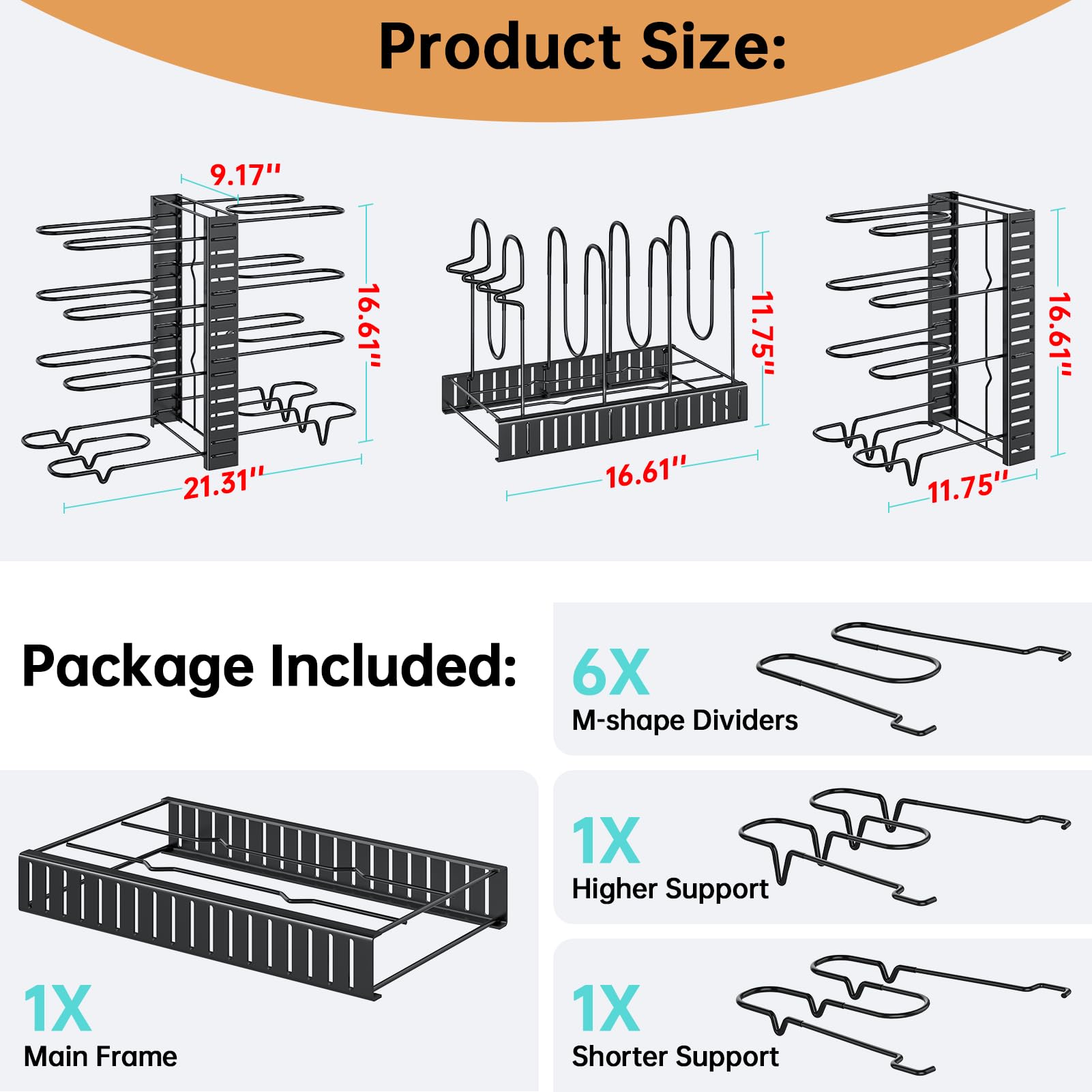 MUDEELA adjustable pan rack adapts to different cabinet layouts