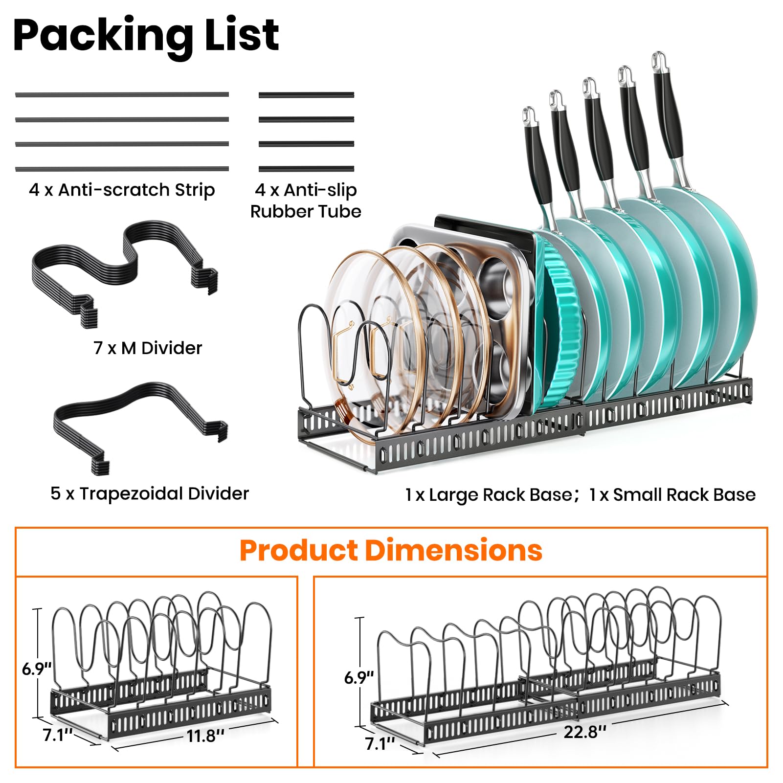 MUDEELA reduces kitchen clutter by neatly separating cookware and bakeware.