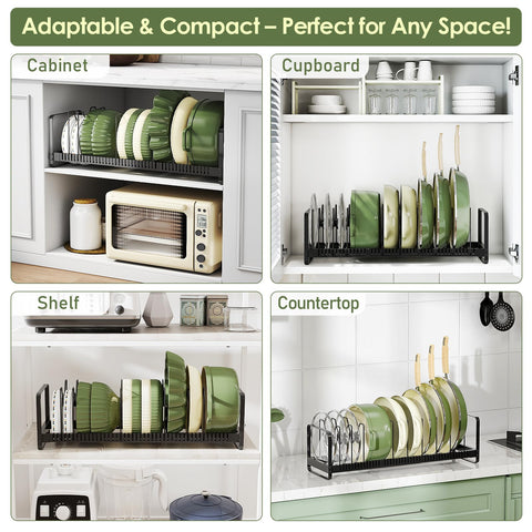 MUDEELA self-adaptive storage fits diverse cookware, keeping cabinets neat