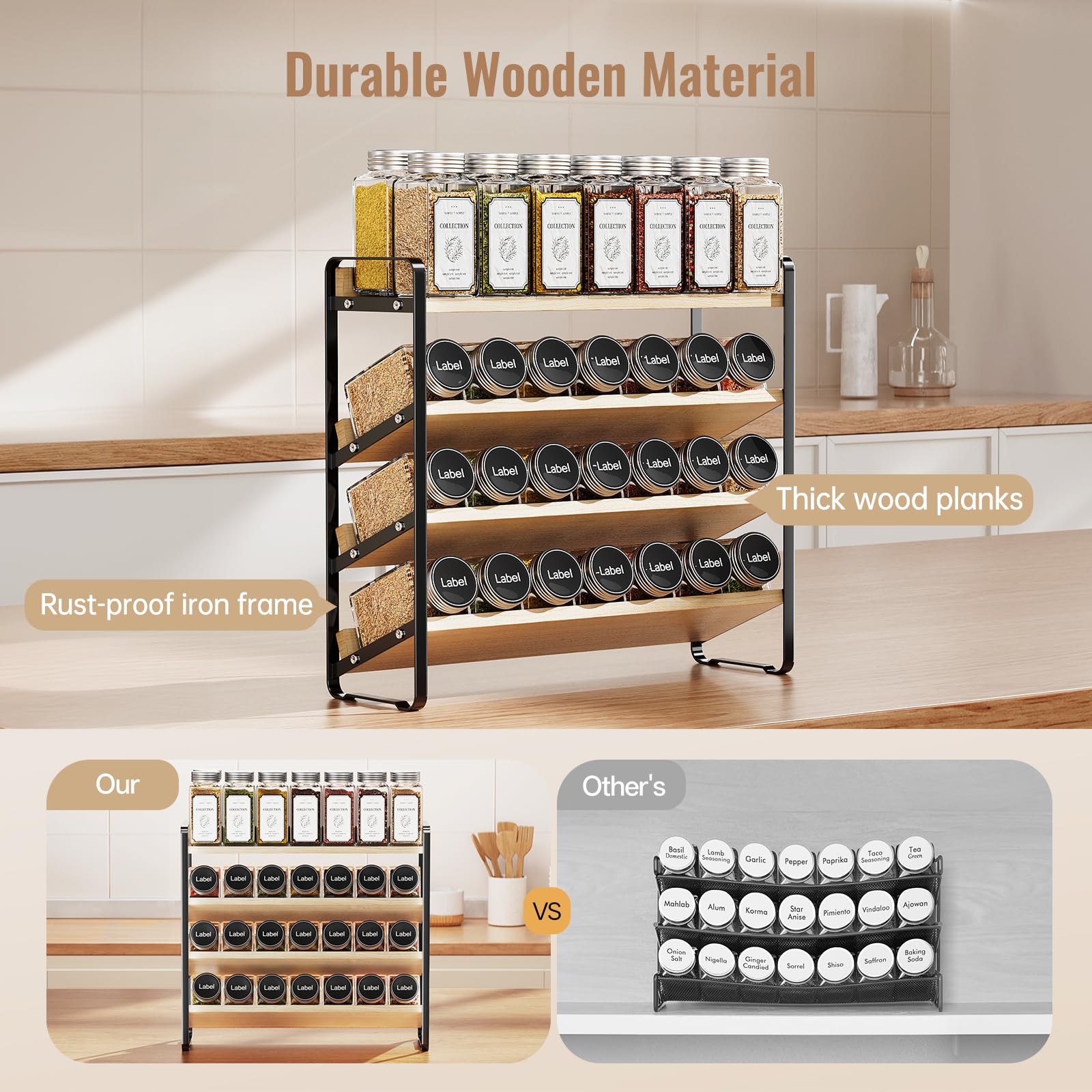 MUDEELA high-capacity spice rack holding 35 jars