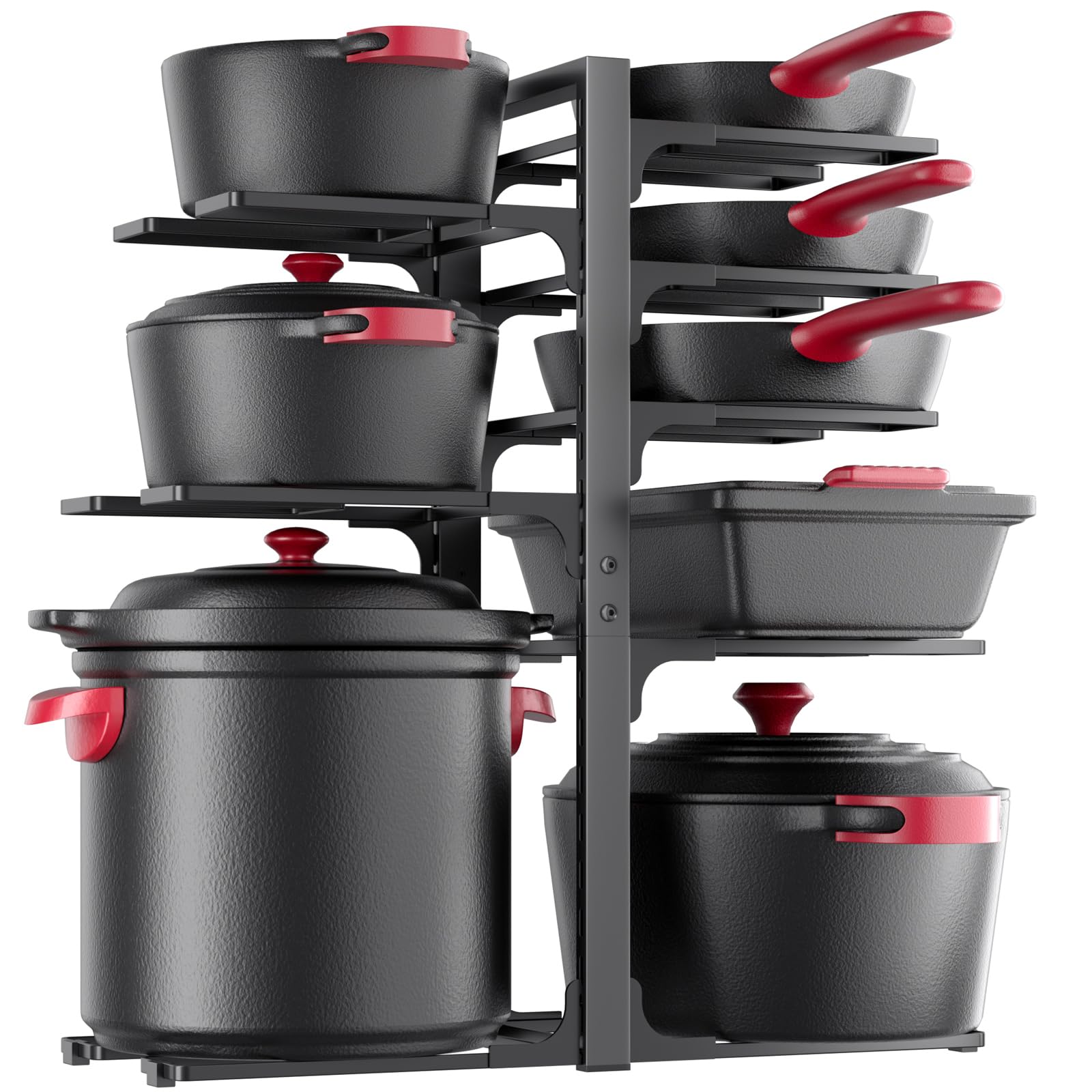 MUDEELA under-cabinet organizer for pots and pans keeps tall stockpots organized and accessible.