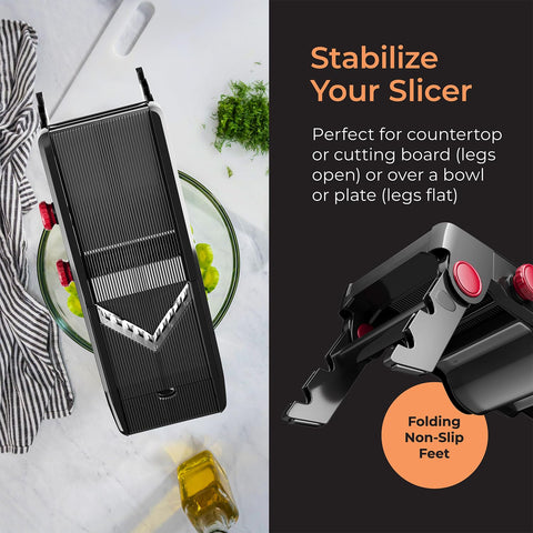 Mueller Austria mandoline top-rack dishwasher safe for easy cleanup.
