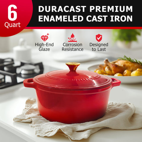 Mueller Home DuraCast Dutch Oven enamel finish close-up highlighting rust resistance