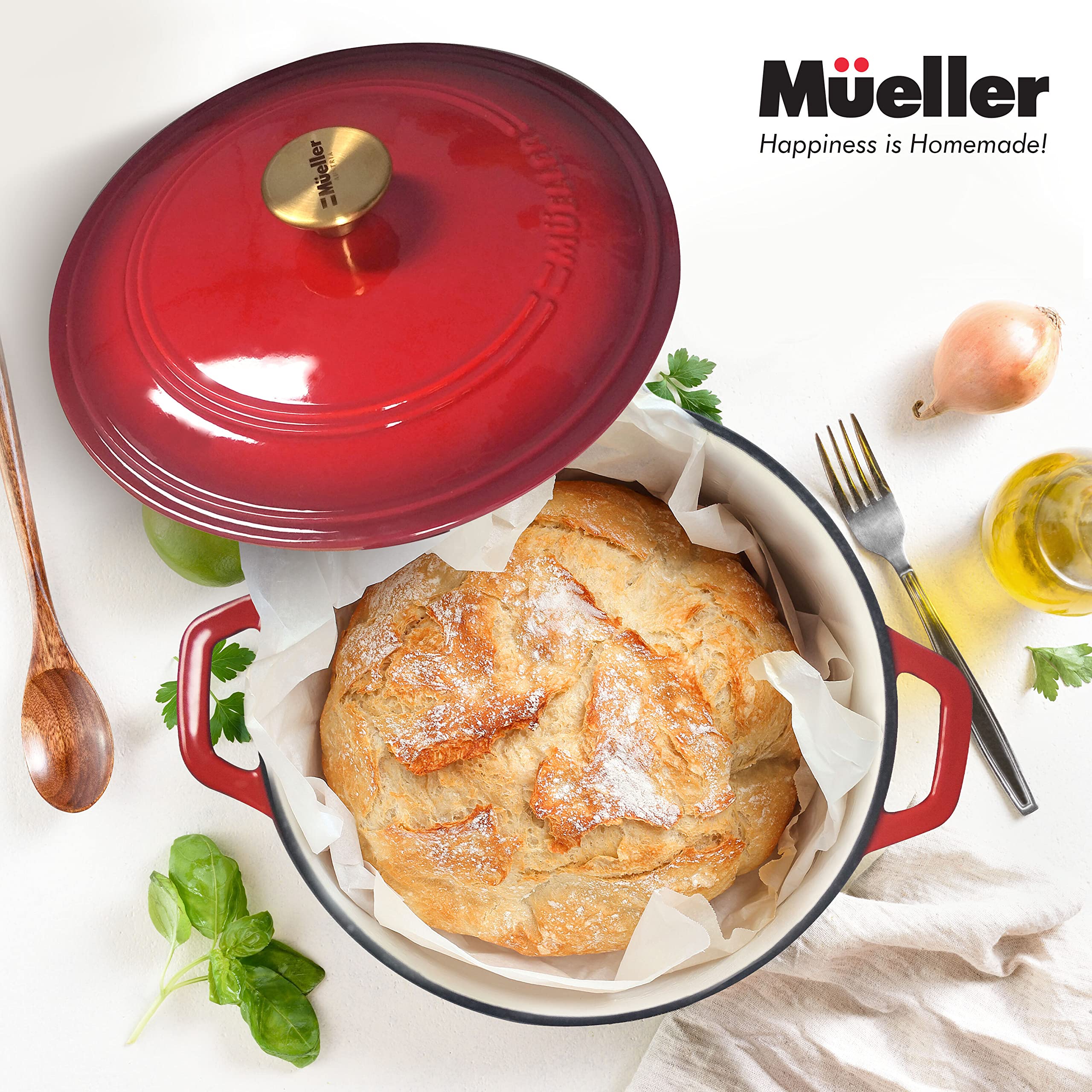 Mueller Home DuraCast Dutch Oven ready for oven transition from stove
