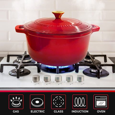 Mueller Home DuraCast Dutch Oven on induction cooktop for versatile cooking