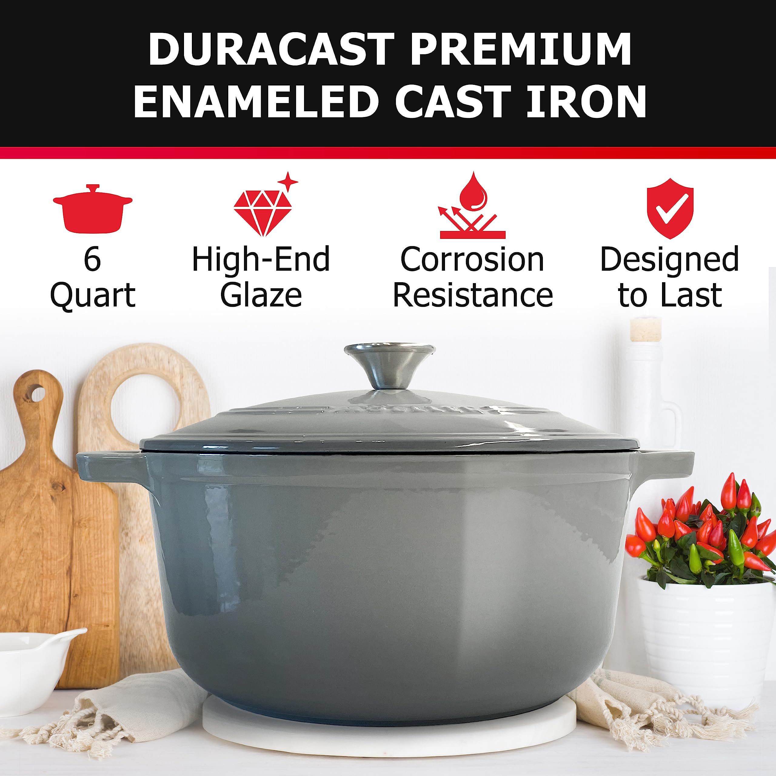 Mueller Home lid with stainless steel knob for secure handling.