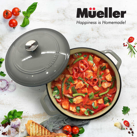 Mueller Home enamel interior supports easy cleanup and browning.