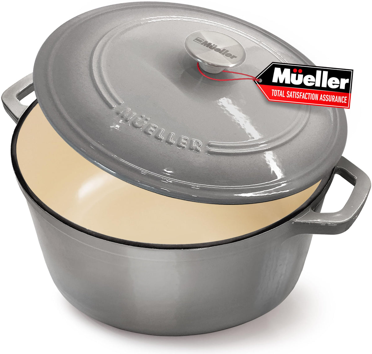 Mueller Home enameled cast iron Dutch oven 6qt with lid for even heat.