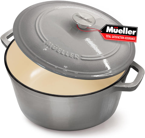 Mueller Home enameled cast iron Dutch oven 6qt with lid for even heat.