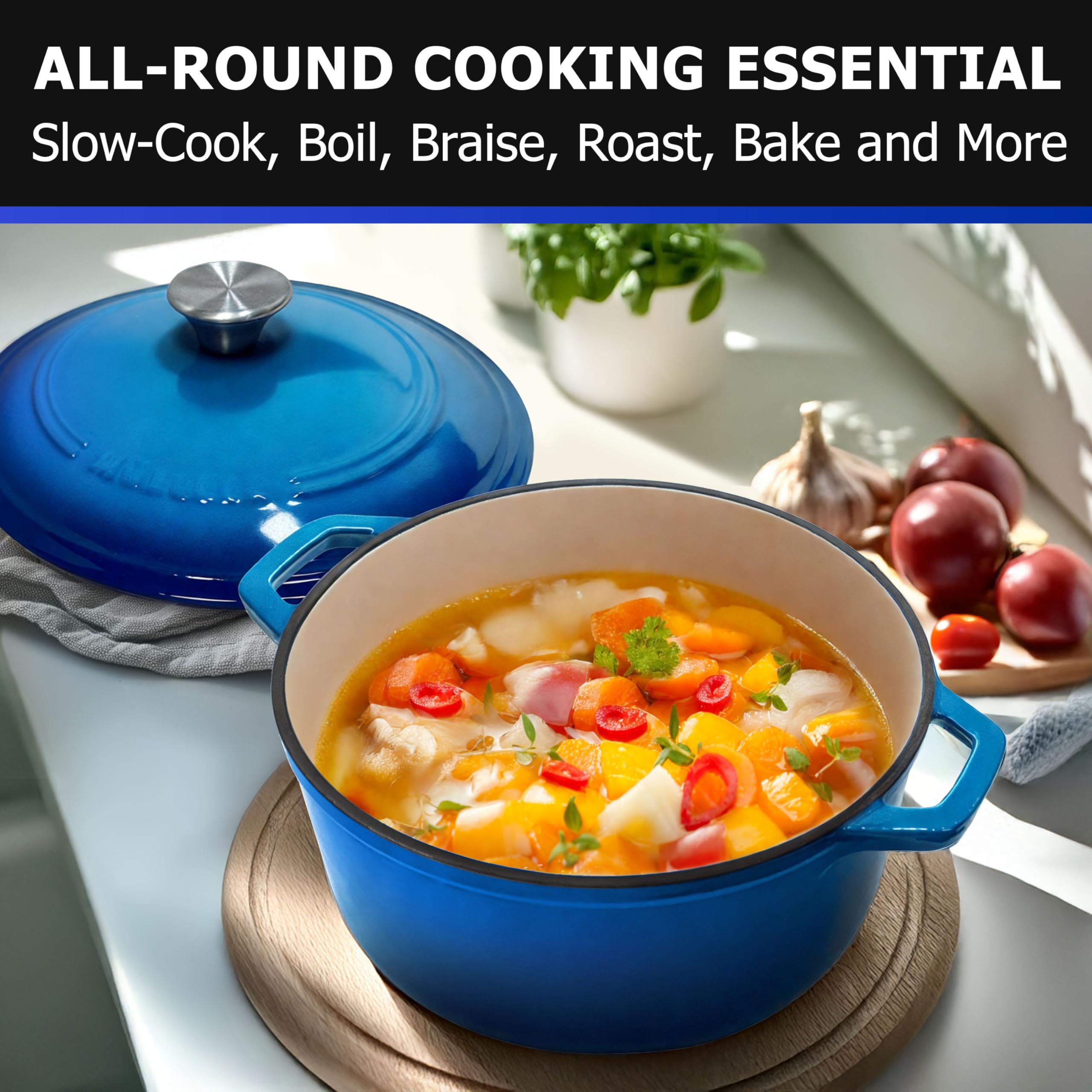 Mueller Home 7.5 qt capacity is great for family meals and stews.